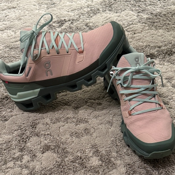 On Running Women's Pink and Green Sneakers - Picture 3 of 6